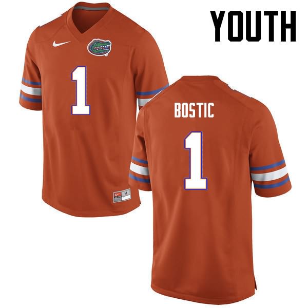 NCAA Florida Gators Jonathan Bostic Youth #1 Nike Orange Stitched Authentic College Football Jersey CVY3764HL